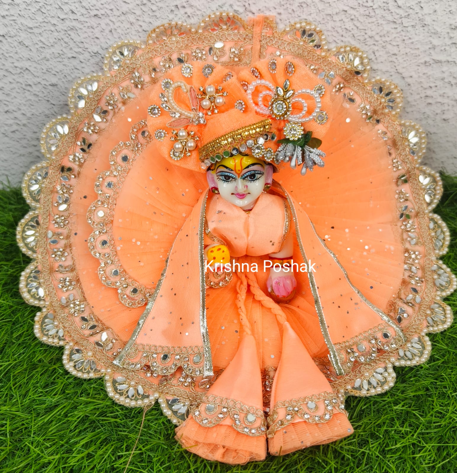 Premium Quality Designer Fancy Poshak With Mukut And Patka For Laddu Gopalji – 2026/7