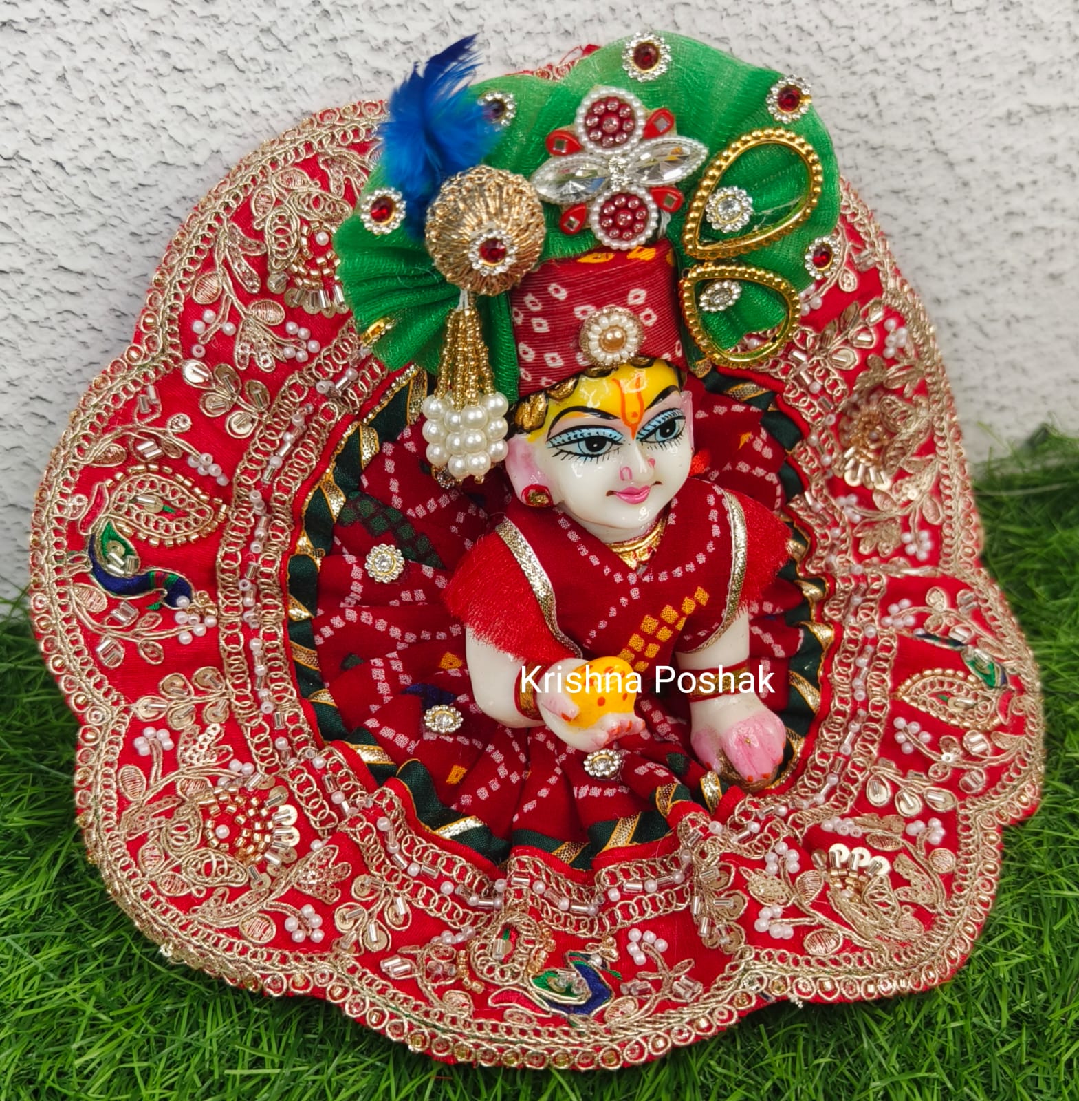 Premium Quality Designer Fancy Poshak With Mukut For Laddu Gopalji - 2026/6 - Image 3