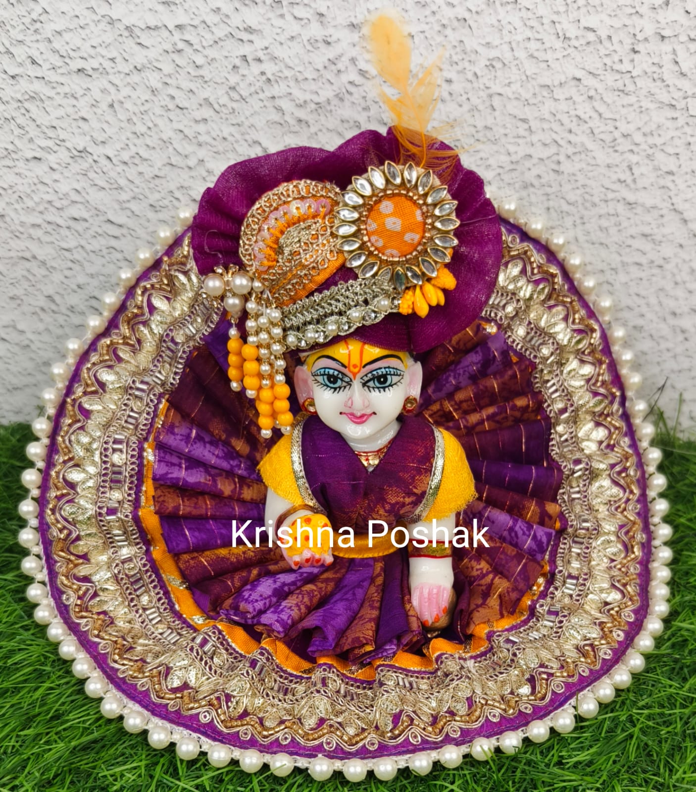 Premium Quality Designer Fancy Poshak With Mukut For Laddu Gopalji - 2026/4