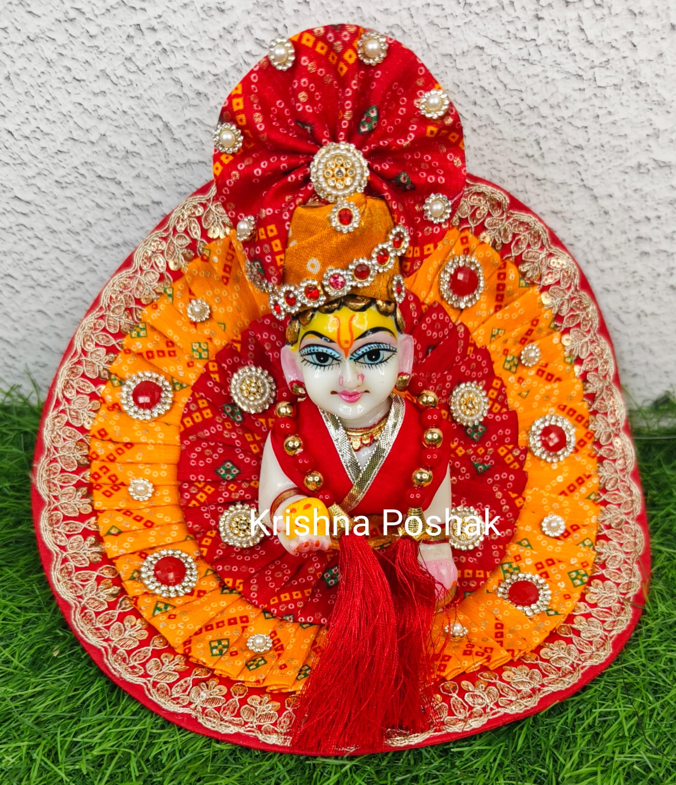 Premium Quality Designer Fancy Poshak With Mukut And Patka For Laddu Gopalji - 2026/2